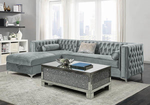 Bellaire Contemporary Silver and Chrome Sectional