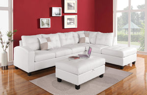 Kiva White Bonded Leather Match Sectional Sofa w/2 Pillows