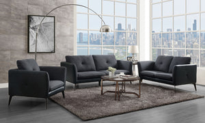Harun Gray Fabric & PU Sofa
