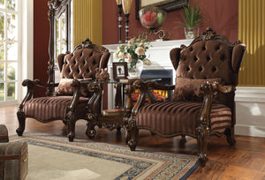 Versailles Brown Velvet & Cherry Oak Chair & 1 Pillow
