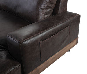 Silchester Oak & Distress Chocolate Top Grain Leather Sofa