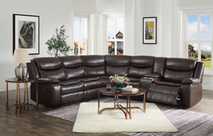 Tavin Espresso Leather-Aire Match Sectional Sofa (Motion)