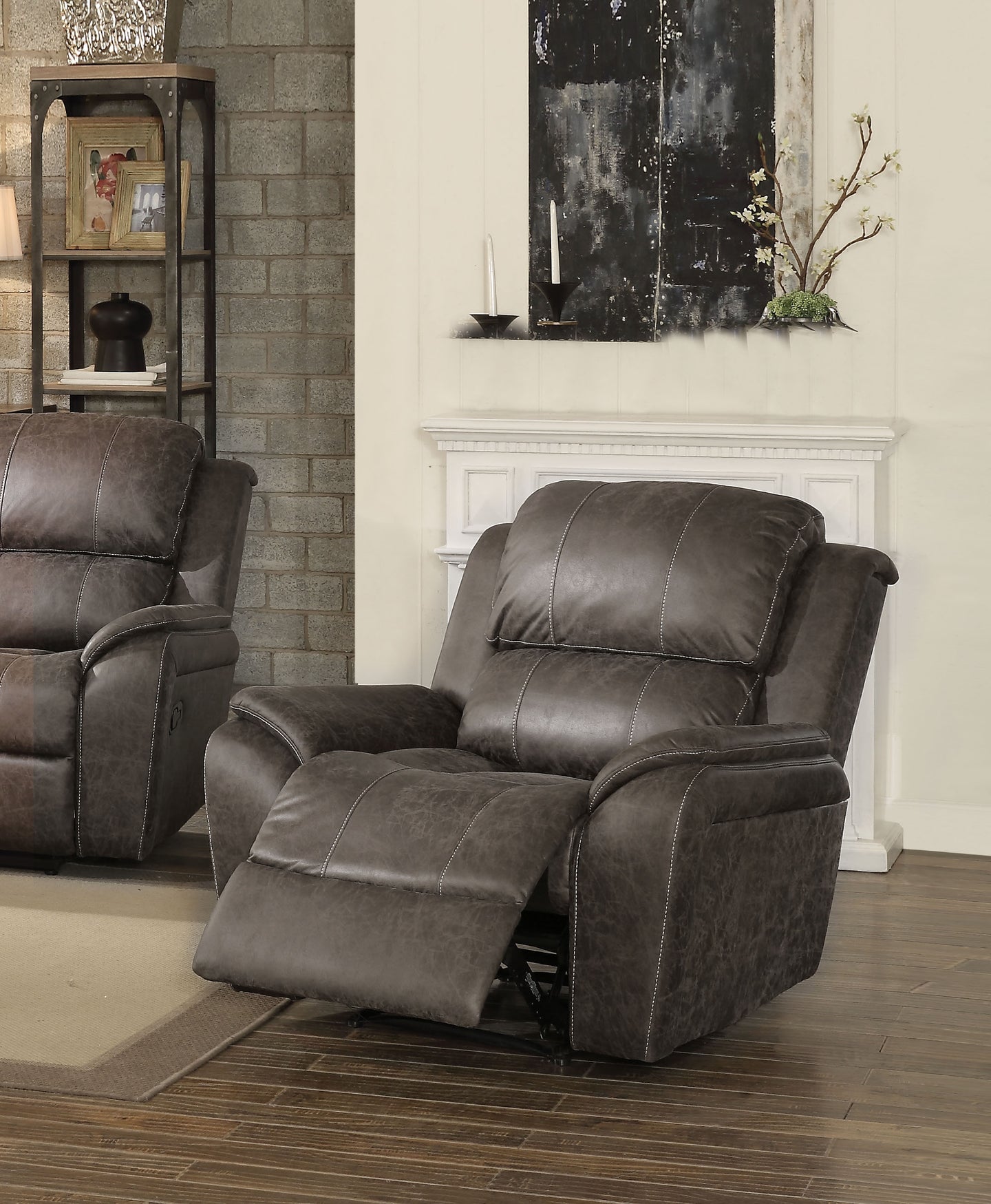 Barnaby Gray Polished Microfiber Recliner (Motion)