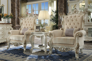 Picardy II Fabric & Antique Pearl Accent Chair & Pillow