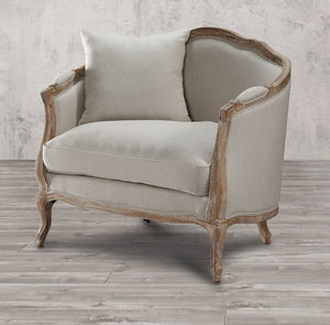 Ruby Sand Linen & Natural Oak Chair w/1 Pillow