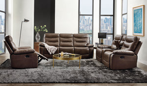 Aashi Brown Leather-Gel Match Sofa (Motion)