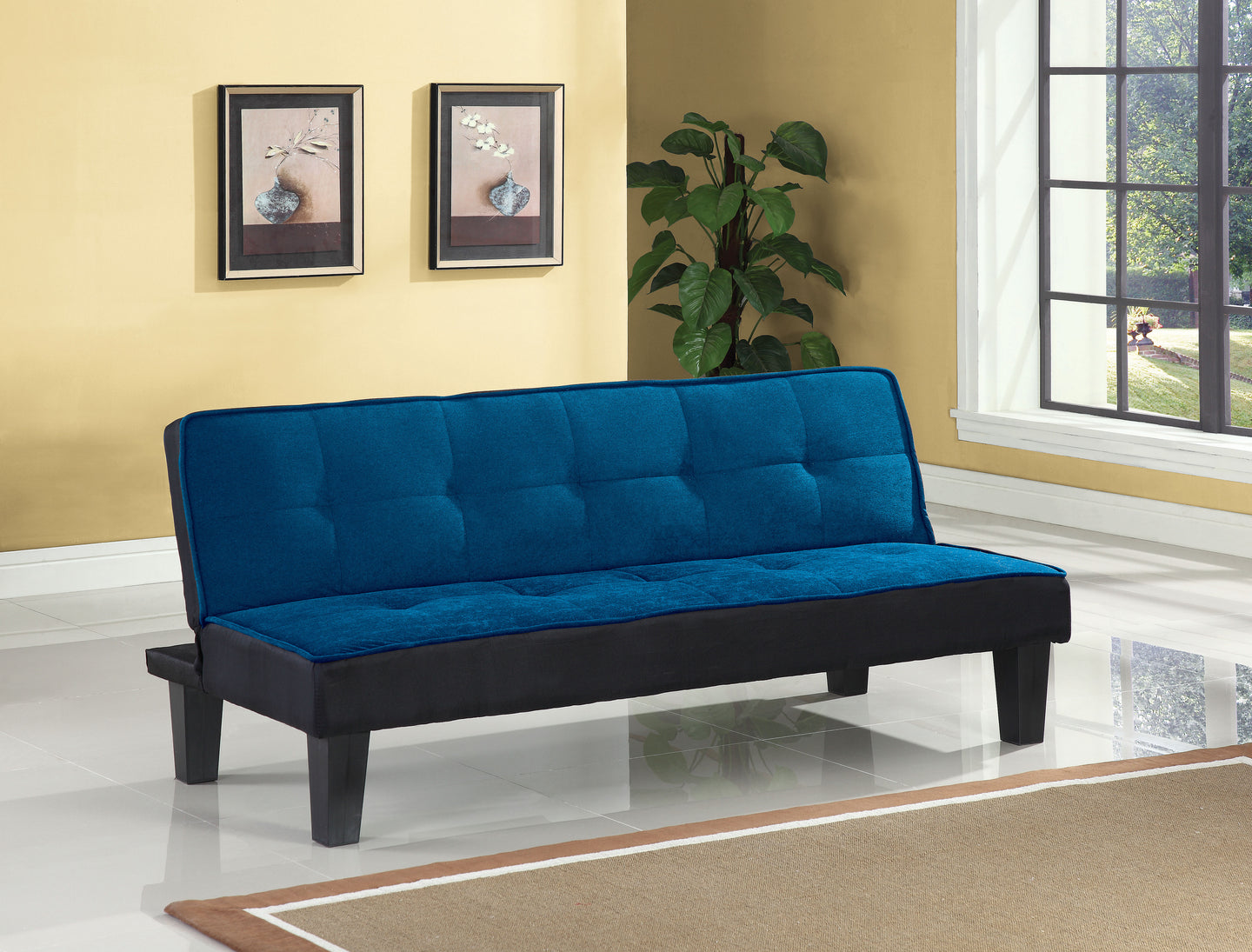 Hamar Blue Flannel Fabric Adjustable Sofa