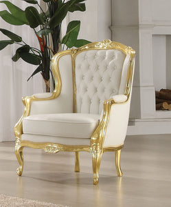 Kassim Gold Frame & White PU Accent Chair