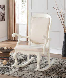 Sharan Fabric & Antique White Rocking Chair