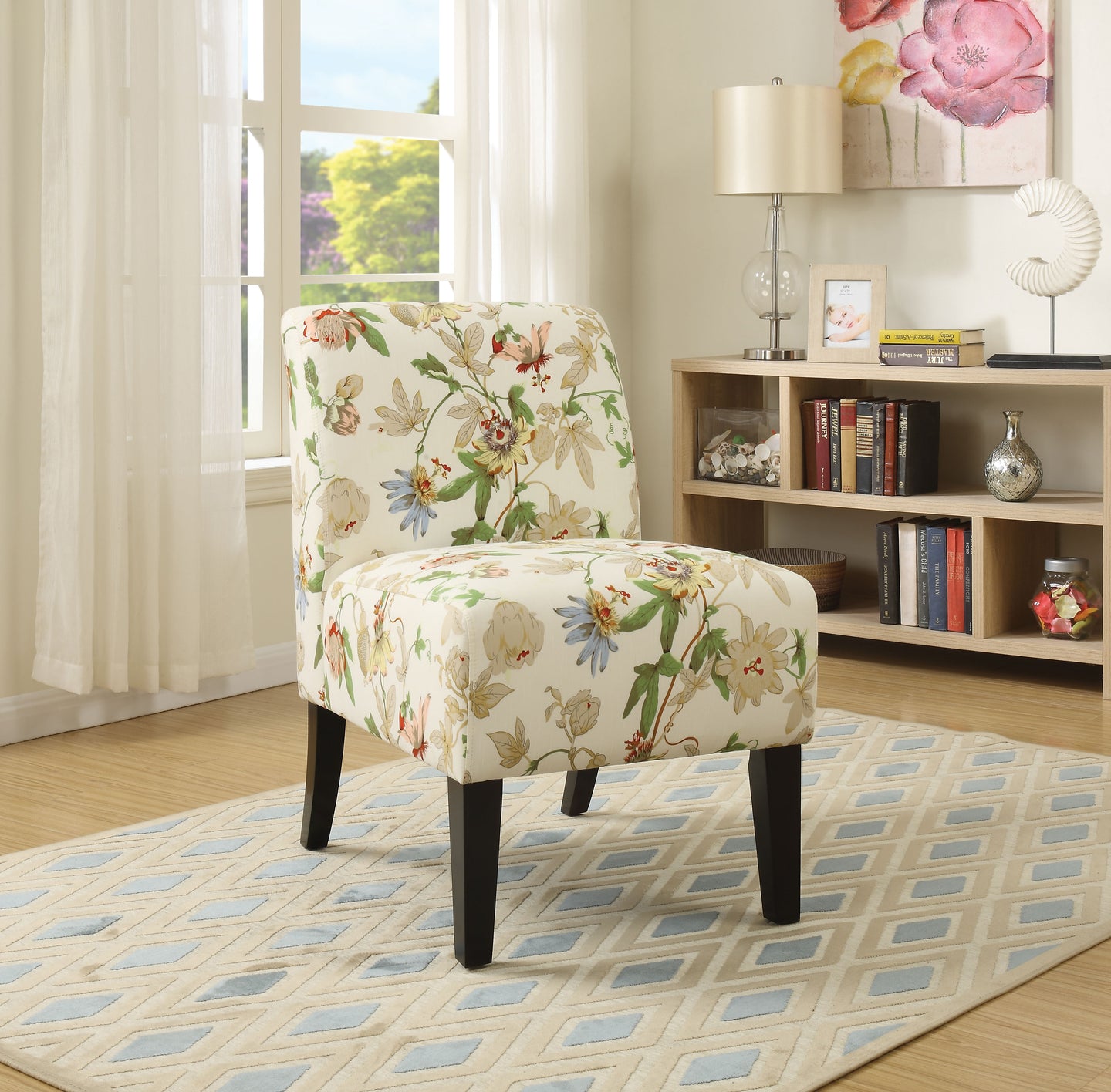 Ollano Floral Fabric Accent Chair