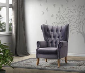 Adonis Gray Velvet Accent Chair