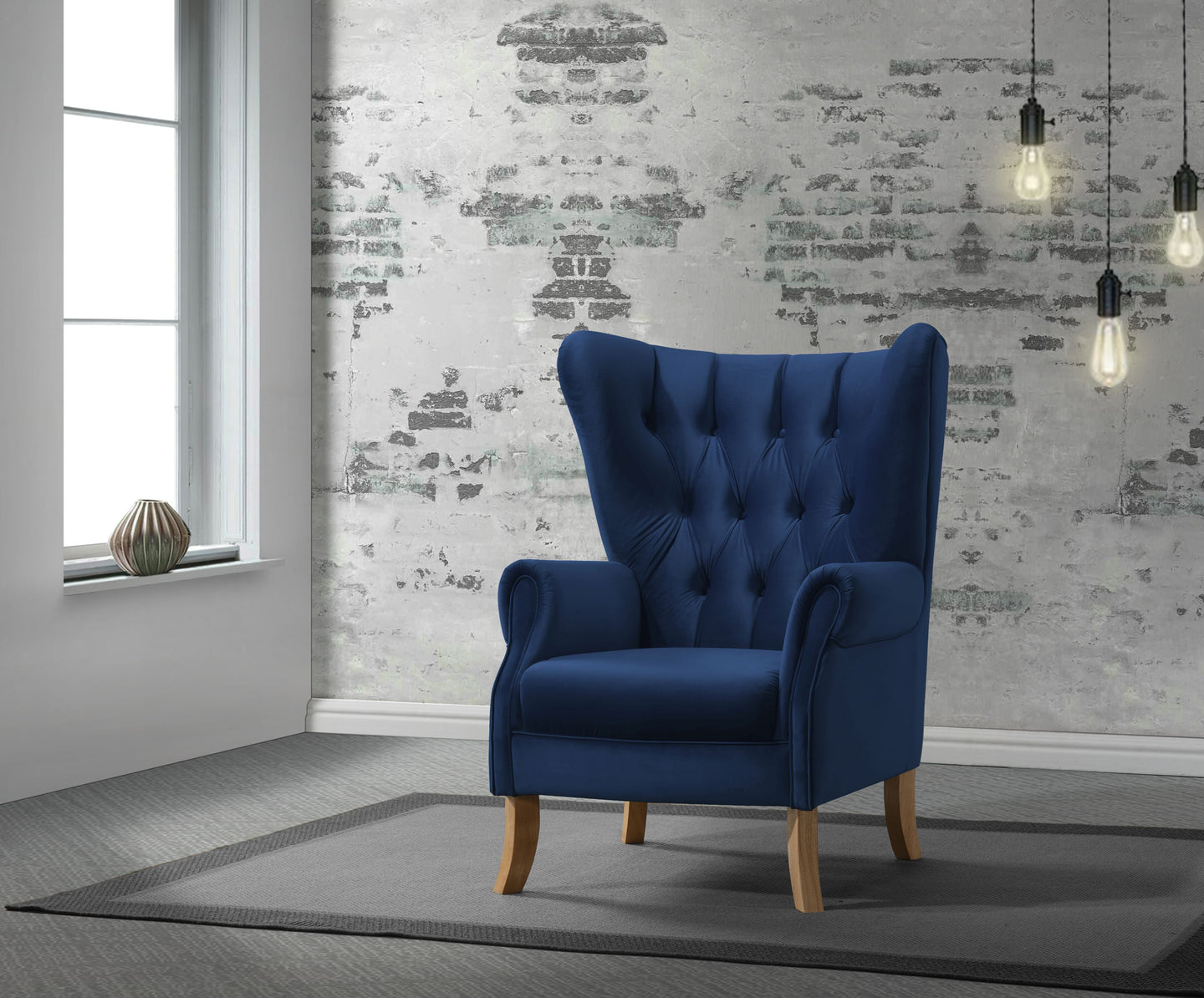 Adonis Navy Blue Velvet Accent Chair