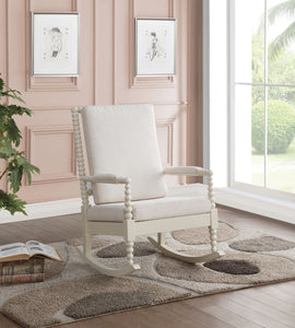 Tristin Cream Fabric & White Rocking Chair