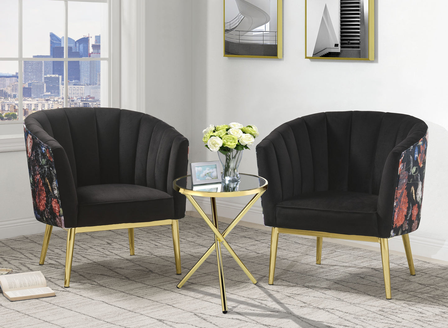 Colla Black Velvet & Gold Accent Chair