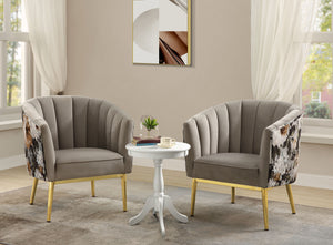 Colla Gray Velvet & Gold Accent Chair