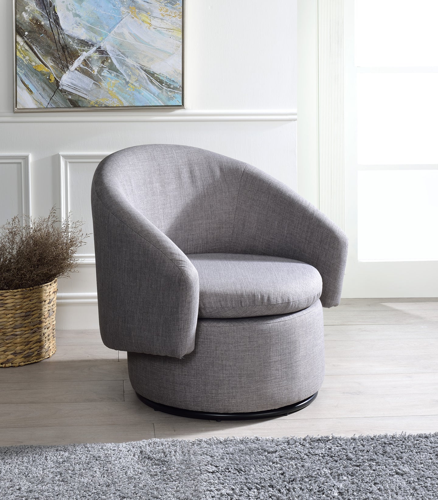 Joyner Pebble-Gray Linen Accent Chair