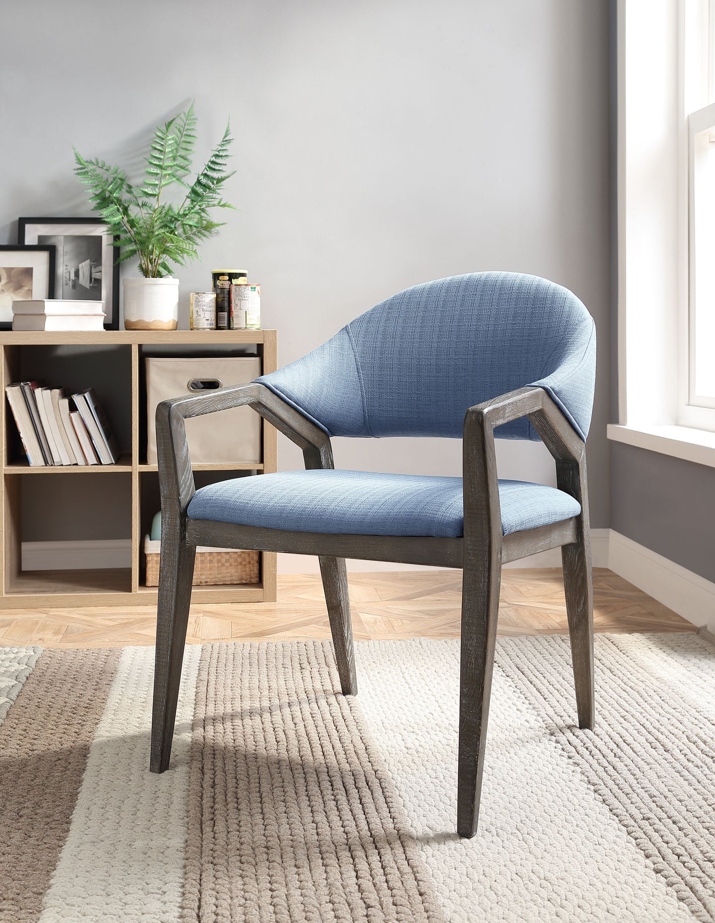 Aucilla Blue Linen Accent Chair