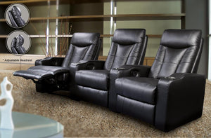 Pavillion Black Leather Three-Seated Recliner