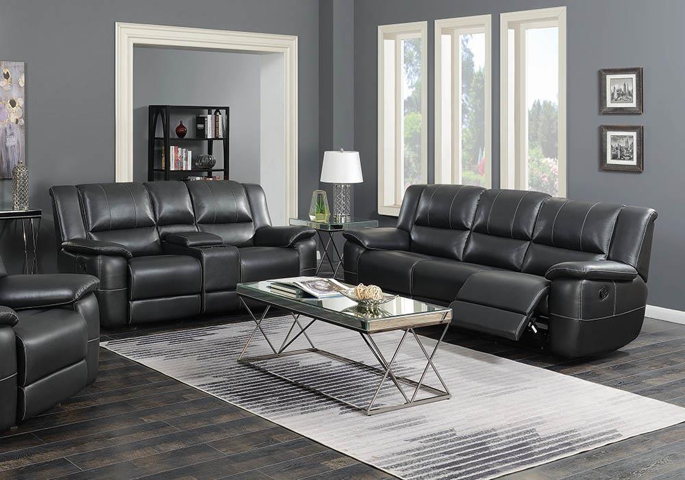 Lee Transitional Black Leather Reclining Two-Piece Living Room Set