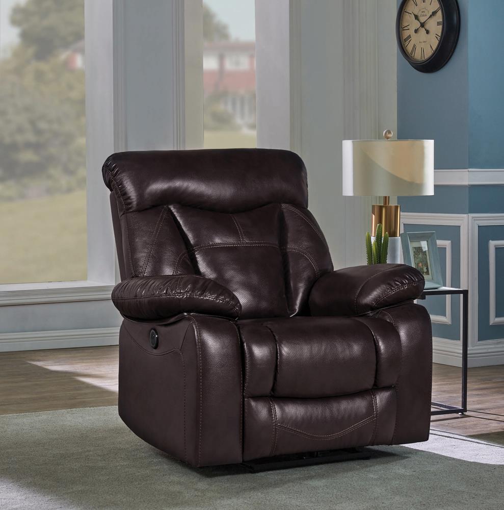 Zimmerman Dark Brown Faux Leather Power Motion Recliner