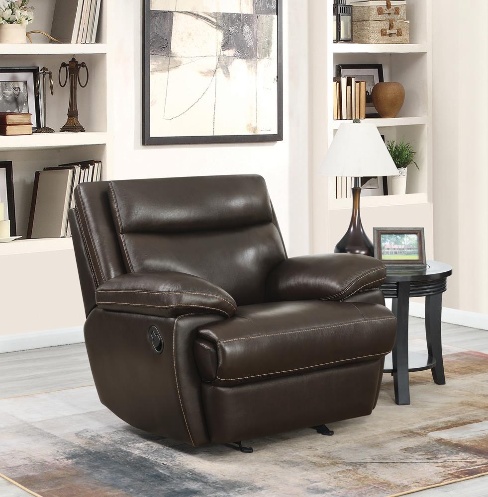 MacPherson Brown Leather Glider Recliner