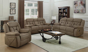 Houston Casual Tan Reclining Three-Piece Living Room Set