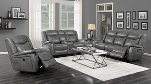 Conrad Transitional Grey Motion Loveseat