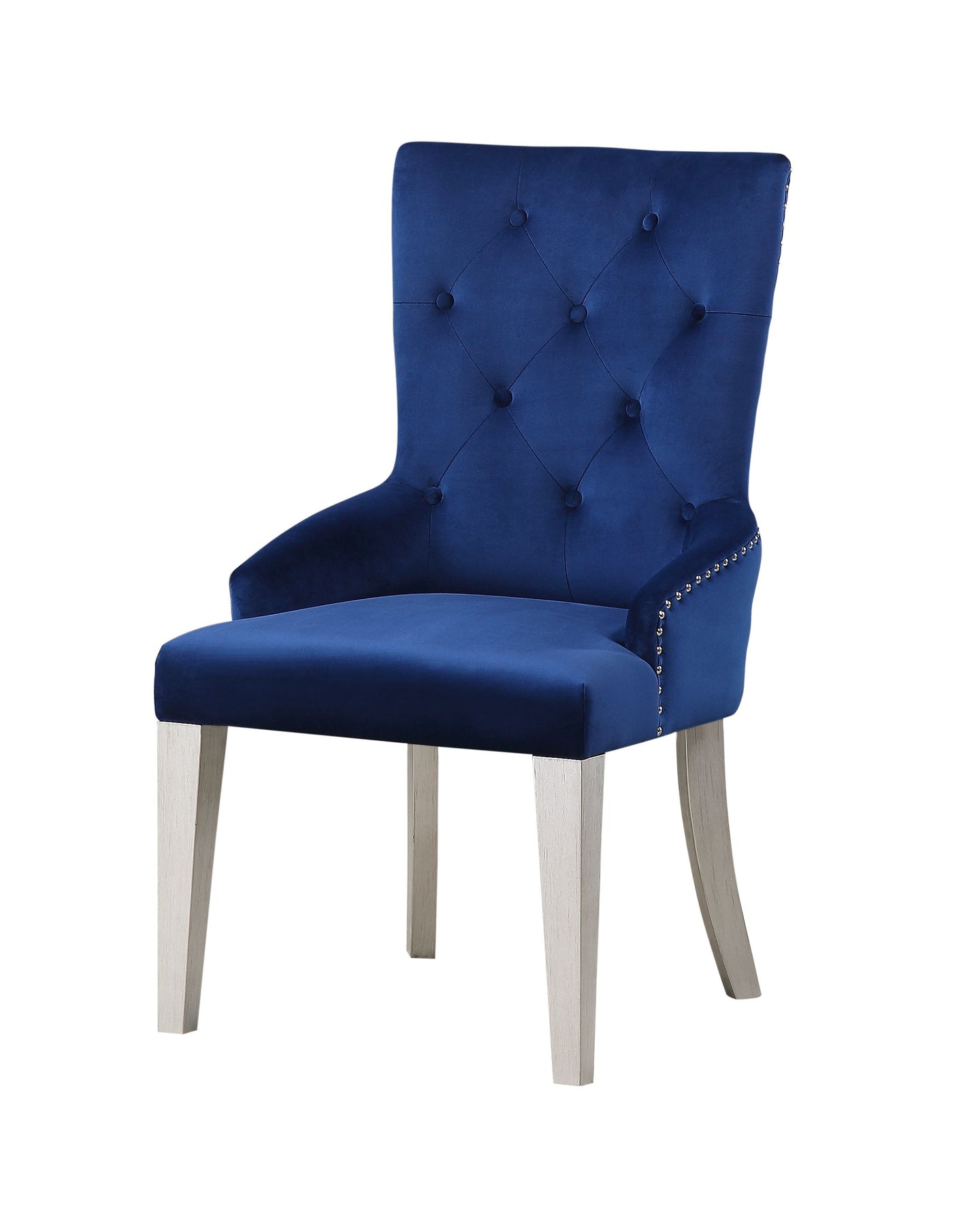 Varian Blue Fabric & Antique Platinum Side Chair (1Pc)