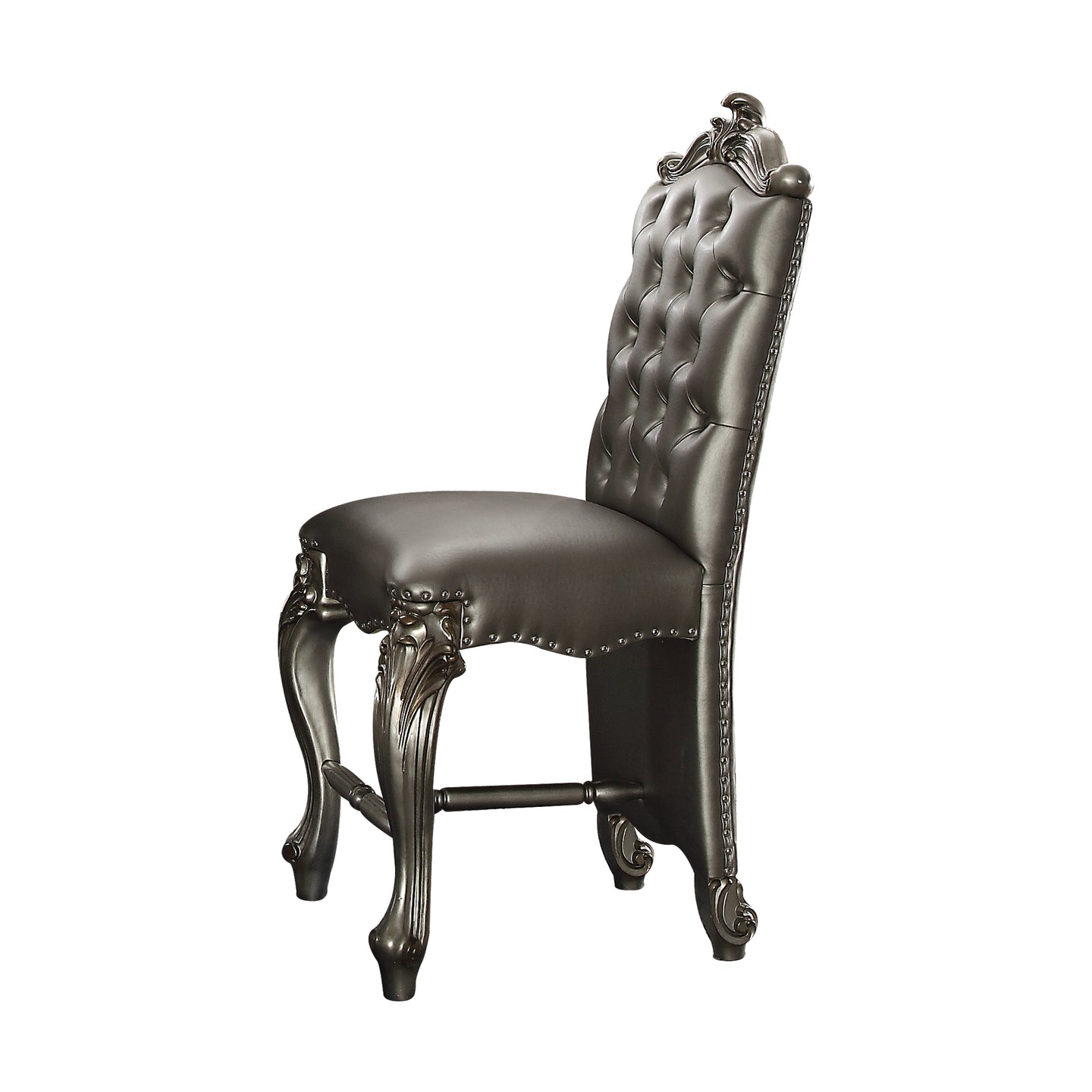Versailles Silver PU & Antique Platinum Counter Height Chair