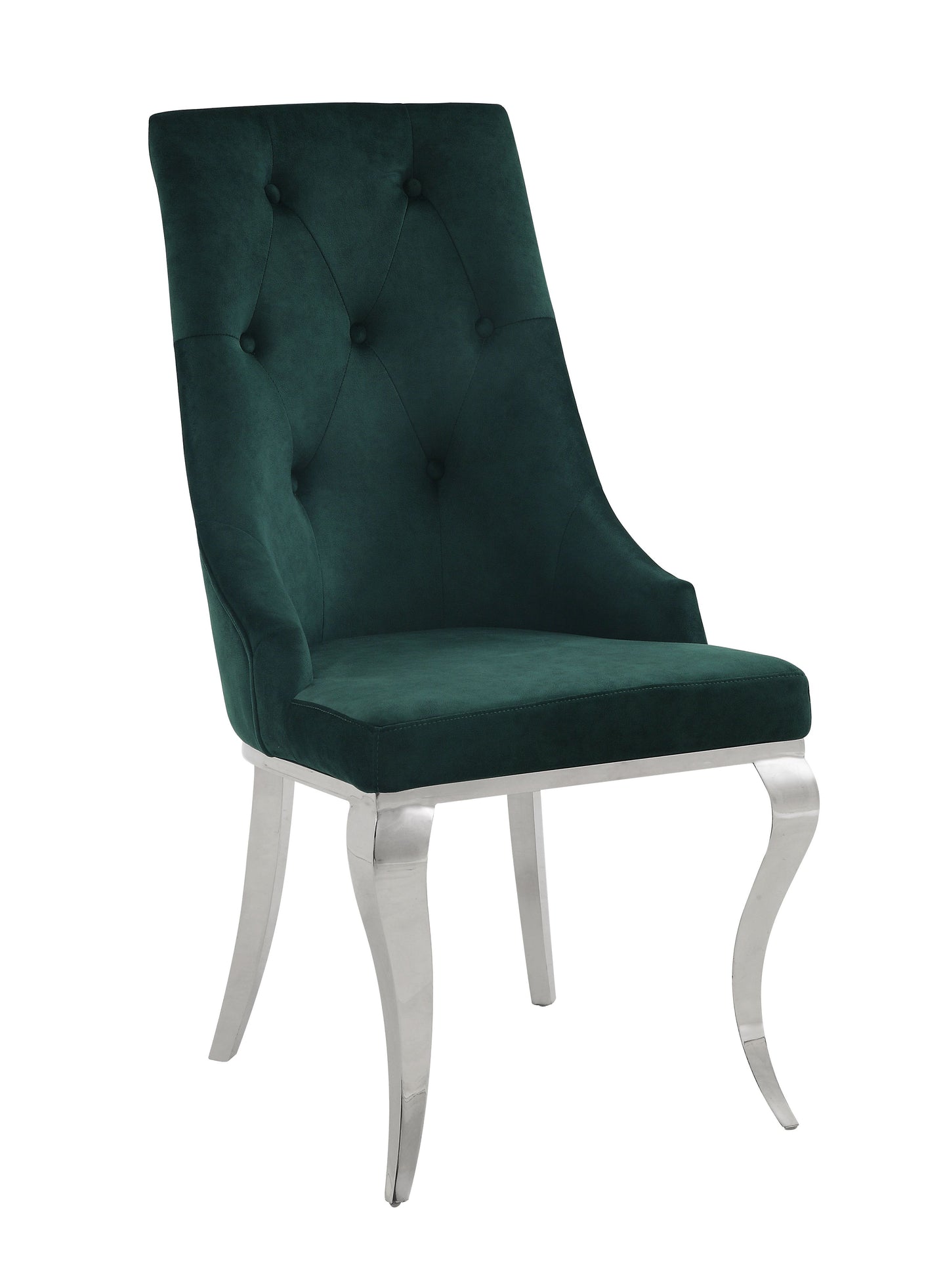 Dekel Green Fabric & Stainless Steel Side Chair