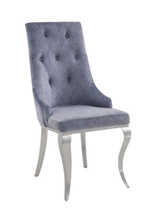 Dekel Gray Fabric & Stainless Steel Side Chair