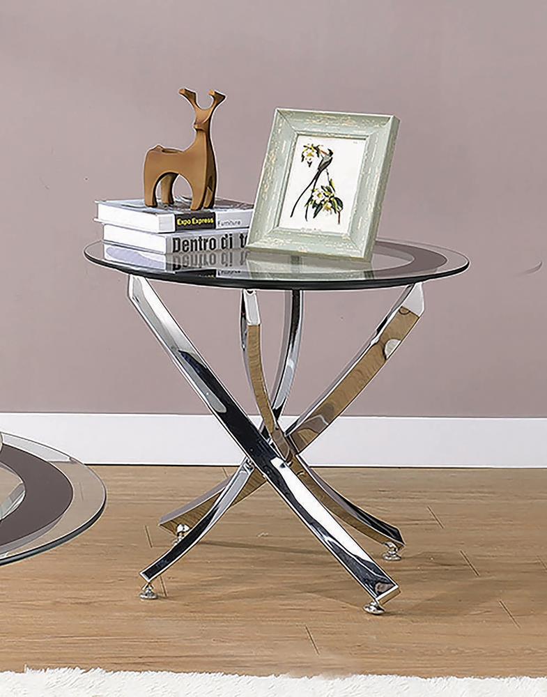 Glass Top Chrome End Table