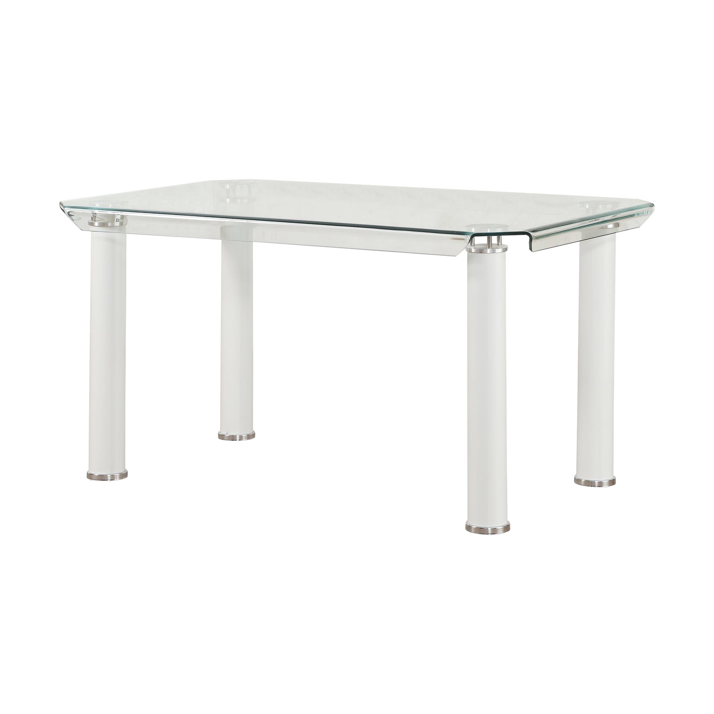 Gordie White & Clear Glass Dining Table