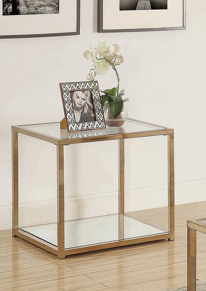 Calantha Modern Chocolate Chrome End Table