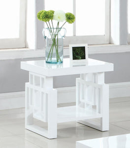 Transitional Glossy White End Table