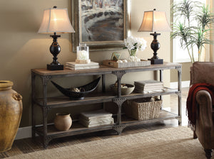 Gorden Weathered Oak & Antique Silver Console Table