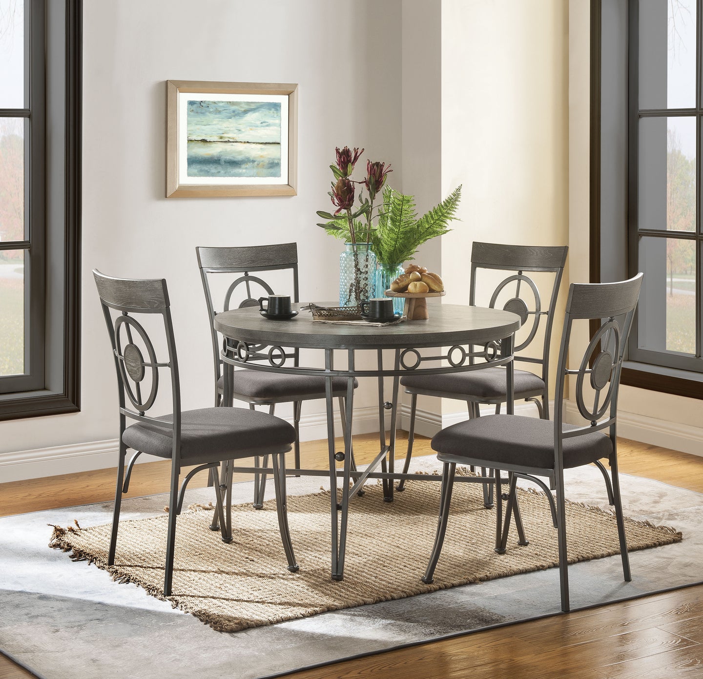 Landis Oak & Gunmetal Dining Table