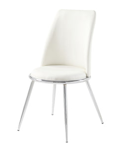 Weizor White PU & Chrome Side Chair