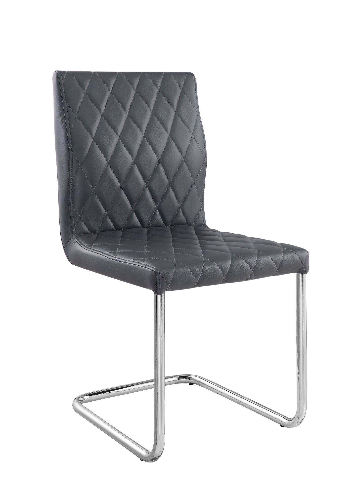 Ansonia Gray PU & Chrome Side Chair