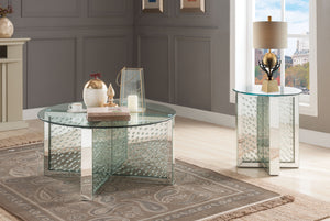 Nysa Mirrored & Faux Crystals Coffee Table