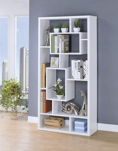 Modern White Asymmetrical Cube Bookcase