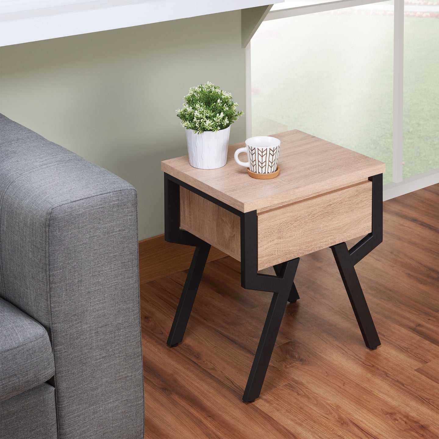 Kalina Rustic Natural & Black End Table