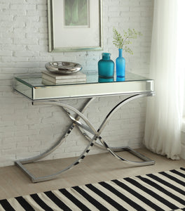 Yuri Mirrored Top & Chrome Sofa Table
