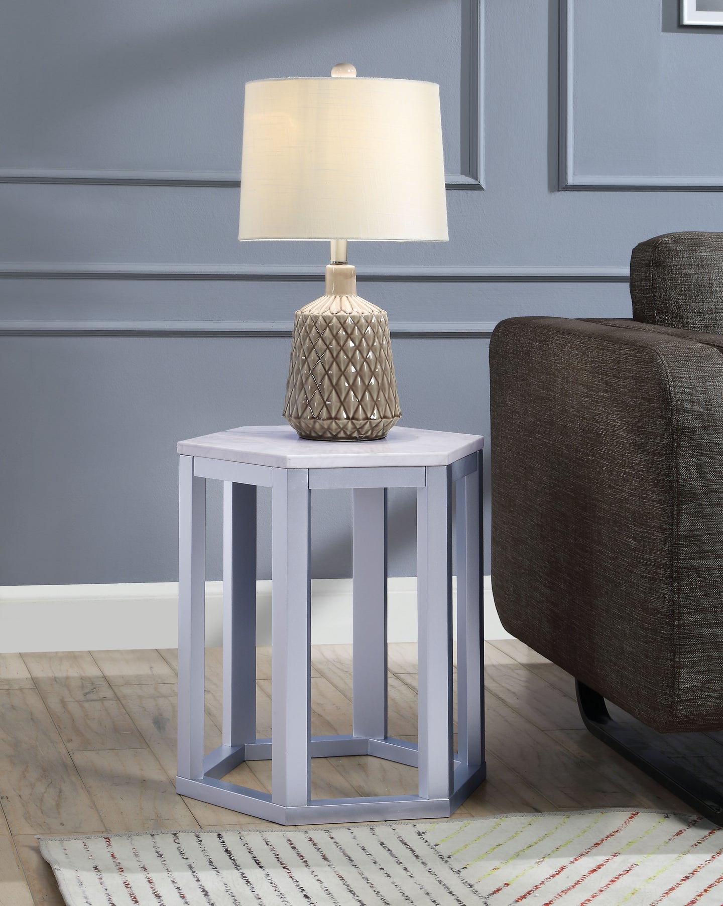 Reon Marble & Silver End Table (2Pc Pk)