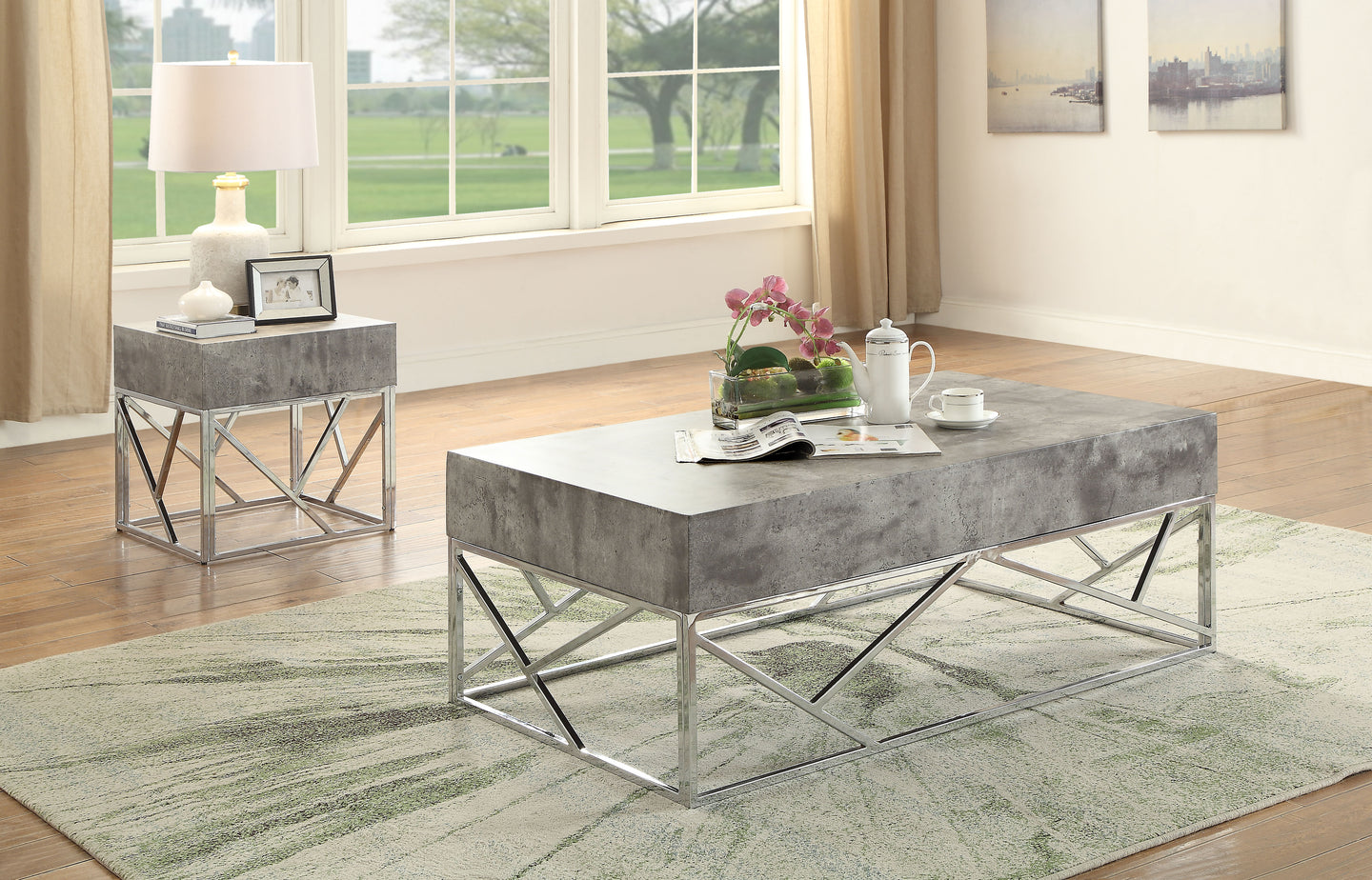 Burgo Faux Marble & Chrome Coffee Table