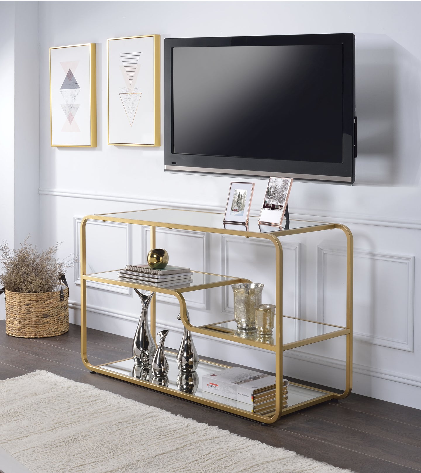Astrid Gold & Mirror TV Stand