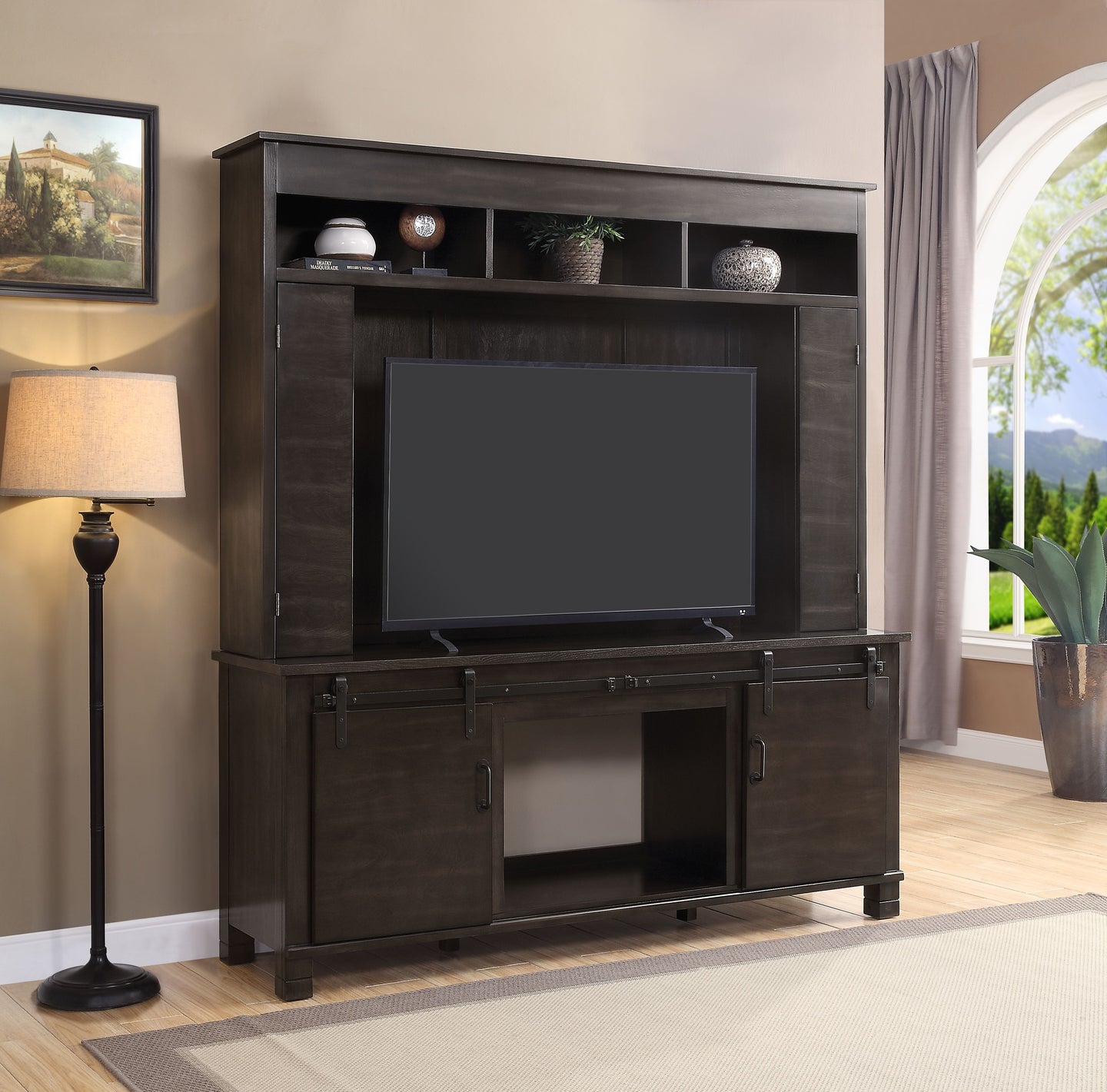 Apison Espresso Entertainment Center w/Fireplace