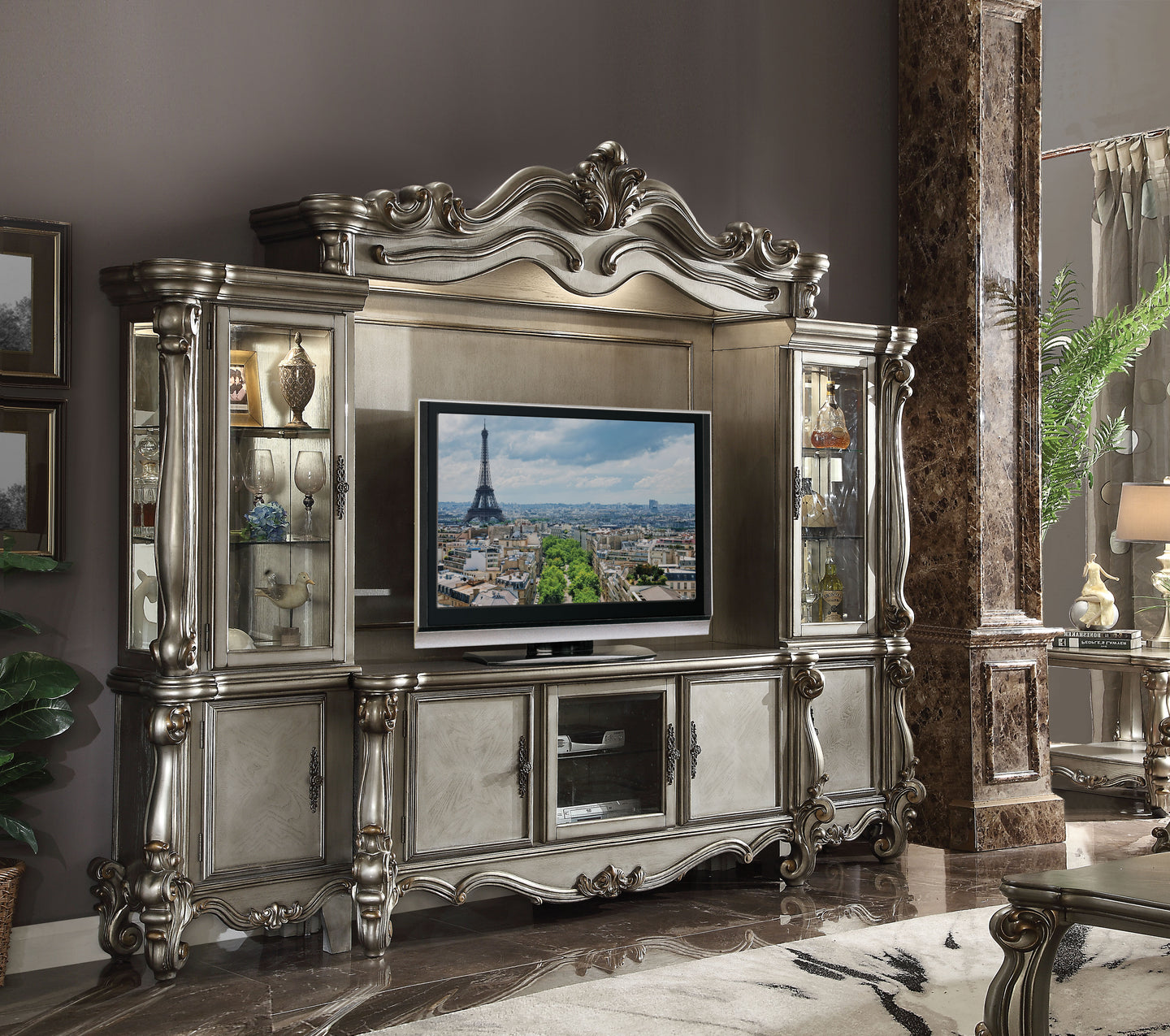 Versailles Antique Platinum TV Stand
