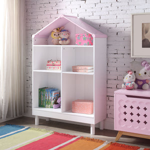 Doll Cottage White & Pink Bookcase