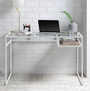 Yasin White & Glass Desk